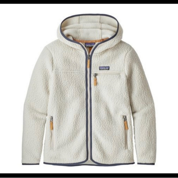 Patagonia Women's Retro Pile Fleece Warm Zipper Pockets Hoody Size Large - Picture 2 of 12
